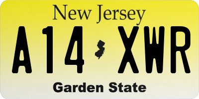 NJ license plate A14XWR