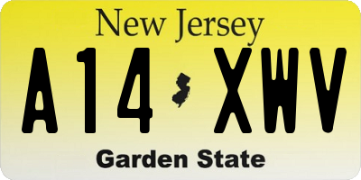 NJ license plate A14XWV