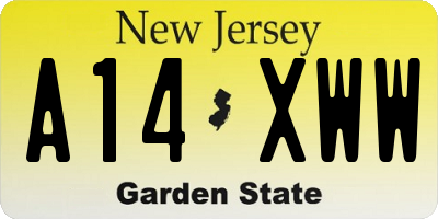 NJ license plate A14XWW