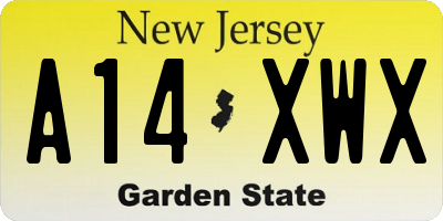 NJ license plate A14XWX