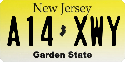 NJ license plate A14XWY