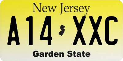 NJ license plate A14XXC