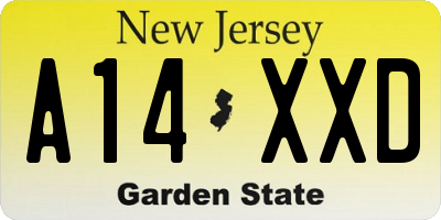 NJ license plate A14XXD