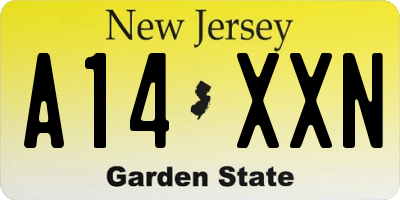 NJ license plate A14XXN