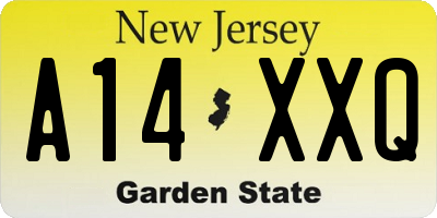 NJ license plate A14XXQ