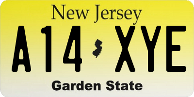 NJ license plate A14XYE