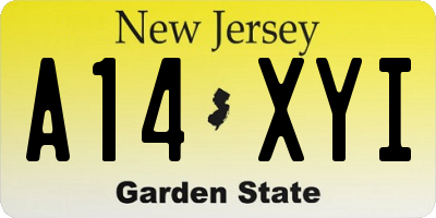 NJ license plate A14XYI