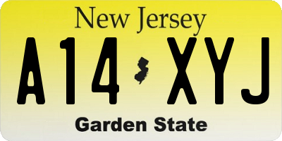 NJ license plate A14XYJ