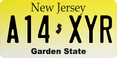 NJ license plate A14XYR