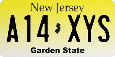 NJ license plate A14XYS