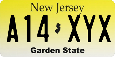 NJ license plate A14XYX