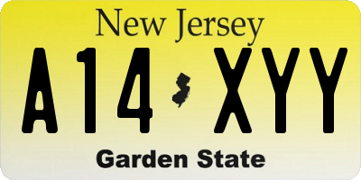 NJ license plate A14XYY
