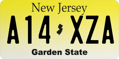 NJ license plate A14XZA