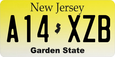 NJ license plate A14XZB