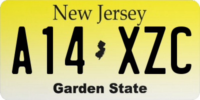 NJ license plate A14XZC
