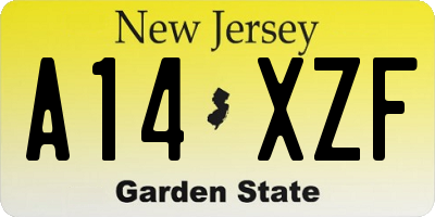 NJ license plate A14XZF