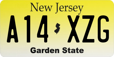 NJ license plate A14XZG