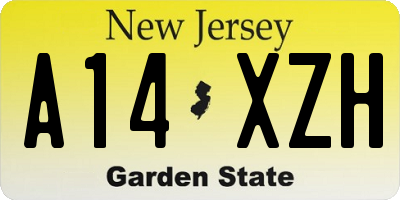 NJ license plate A14XZH