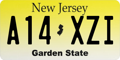 NJ license plate A14XZI