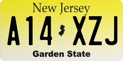 NJ license plate A14XZJ