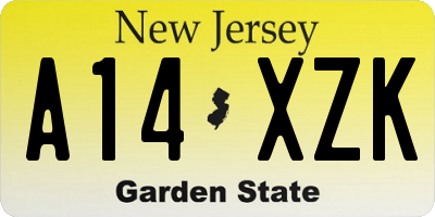 NJ license plate A14XZK
