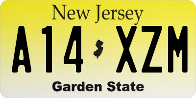 NJ license plate A14XZM