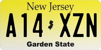 NJ license plate A14XZN