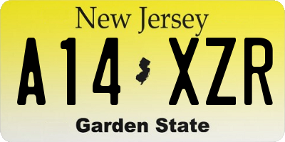 NJ license plate A14XZR