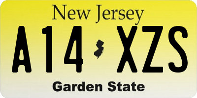 NJ license plate A14XZS