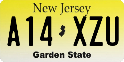 NJ license plate A14XZU