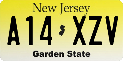 NJ license plate A14XZV