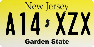 NJ license plate A14XZX