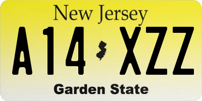NJ license plate A14XZZ