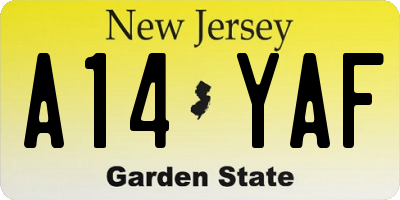 NJ license plate A14YAF