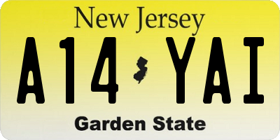 NJ license plate A14YAI