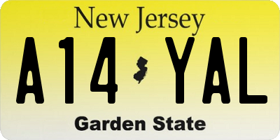 NJ license plate A14YAL