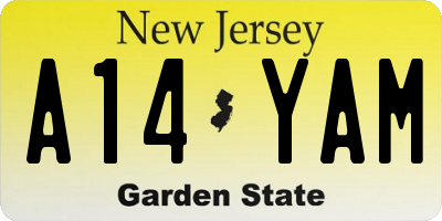 NJ license plate A14YAM