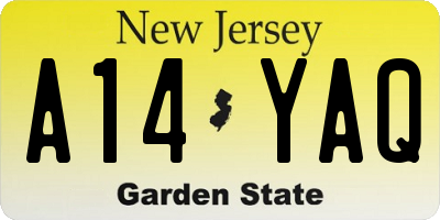NJ license plate A14YAQ