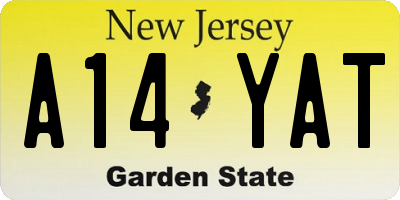 NJ license plate A14YAT