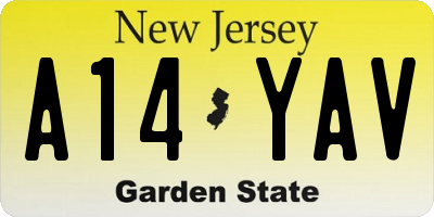 NJ license plate A14YAV