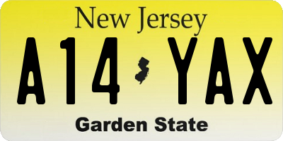 NJ license plate A14YAX