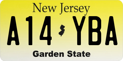 NJ license plate A14YBA