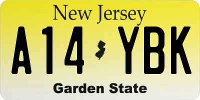 NJ license plate A14YBK