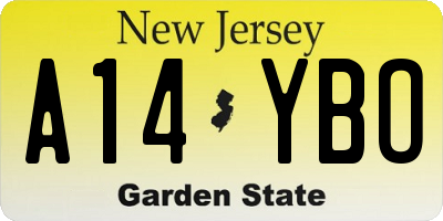 NJ license plate A14YBO