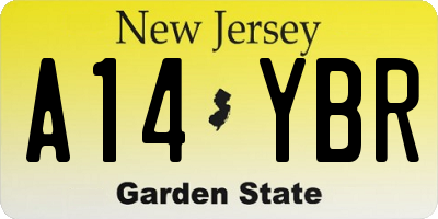 NJ license plate A14YBR