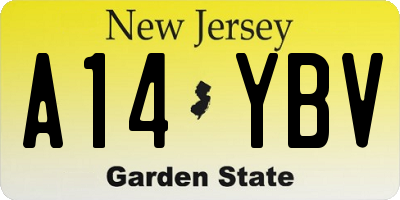 NJ license plate A14YBV