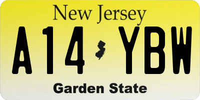 NJ license plate A14YBW