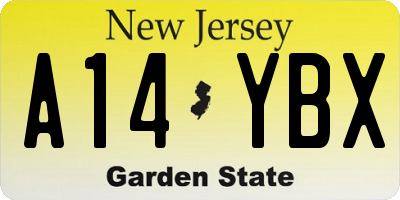 NJ license plate A14YBX