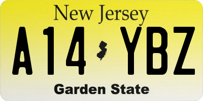 NJ license plate A14YBZ