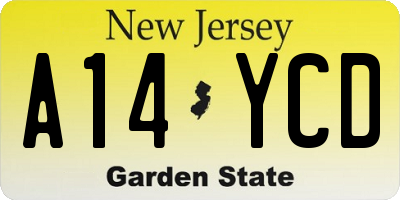 NJ license plate A14YCD